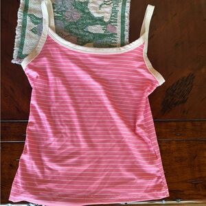 Pink Striped Cami Tank with White Trim